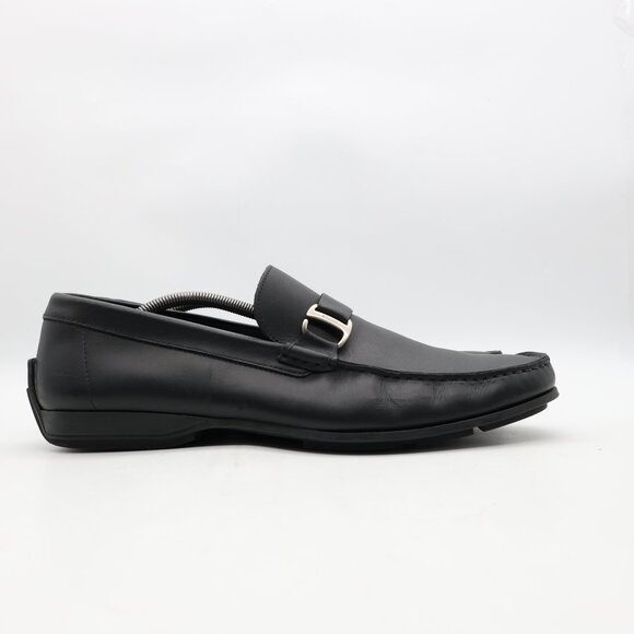 Salvatore Ferragamo Black Leather Loafers Men's Size 12 B Slip On Shoes 90016 - Picture 1 of 10